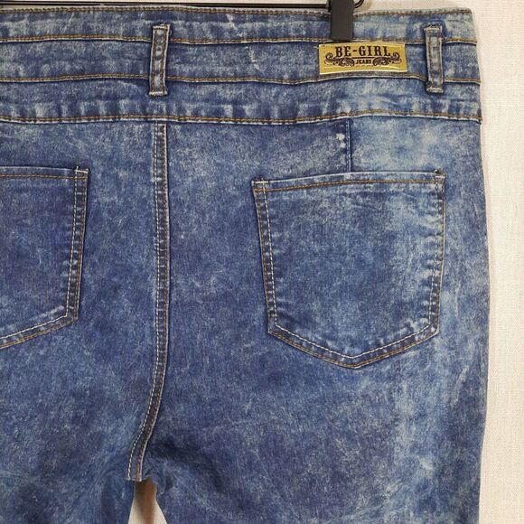 Be-Girl Skinny Jeans Plus Size 18 Distressed Acid Wash High-Rise Corset Waist - Picture 6 of 16